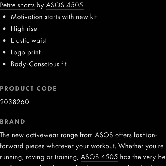 NWT ASOS 4505 Petite booty legging shorts - Picture 7 of 7